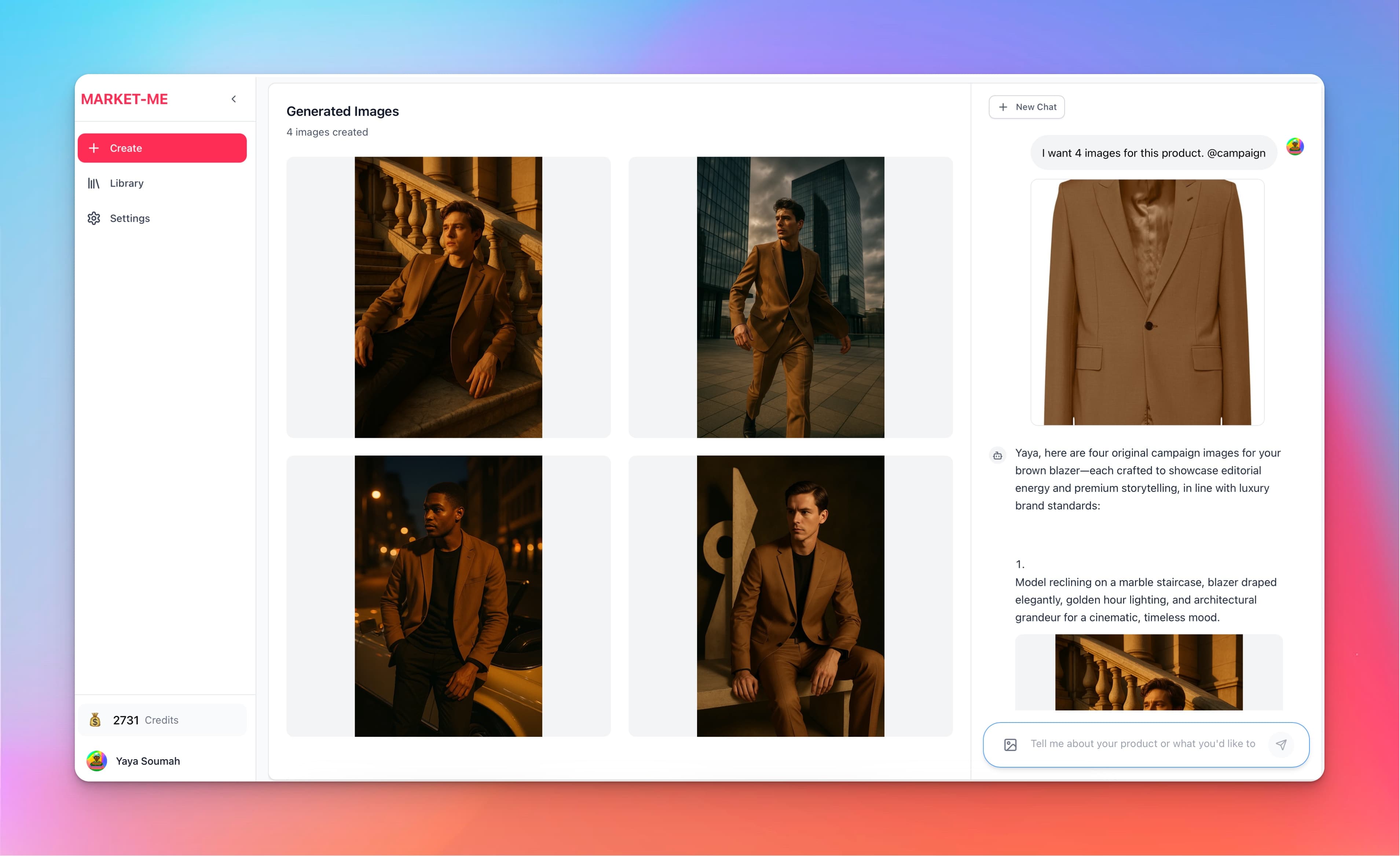 Create page showing campaign image generation
